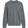 Hugo Boss Boss Ecaio Cotton Piqué Crewneck Sweater In Medium Grey