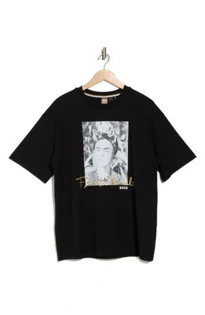 Hugo Boss Boss Econte Frida Cotton Graphic T-shirt In Black