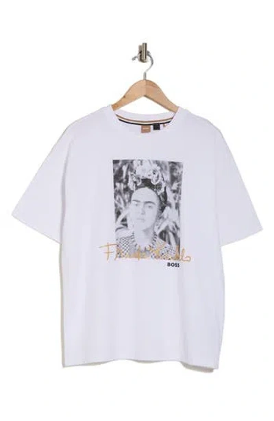 Hugo Boss Boss Econte Frida Cotton Graphic T-shirt In White