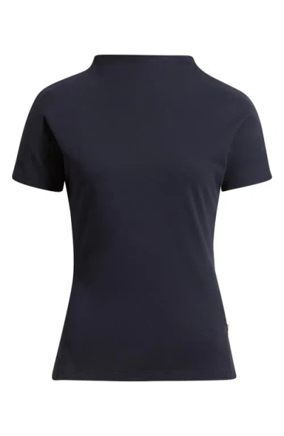 Hugo Boss Boss Ecreci Funnel Neck Cotton T-shirt In Black