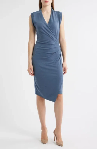 Hugo Boss Boss Ecupri Ruched Body-con Dress In Blue