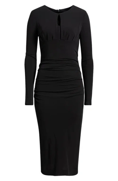 Hugo Boss Boss Eden Long Sleeve Body-con Midi Dress In Black
