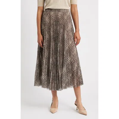 Hugo Boss Boss Edrisa Pleated Midi Skirt In Brown