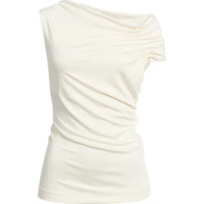 Hugo Boss Boss Ejoia Ruched Asymmetric Top In Neutral