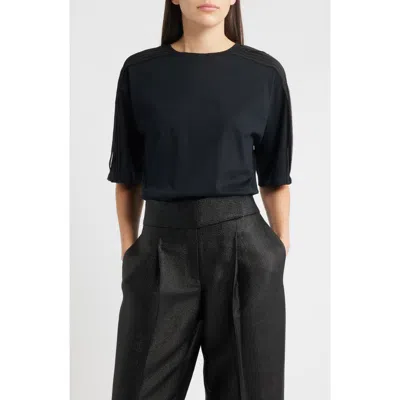Hugo Boss Boss Elaxya Shoulder Pleat T-shirt In Black