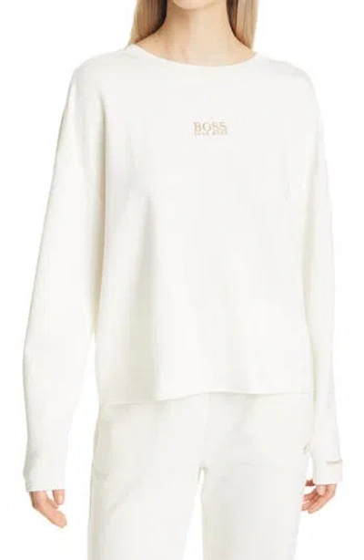 Hugo Boss Boss Elina Active Relaxed Fit Sweatshirt In Soft Cream