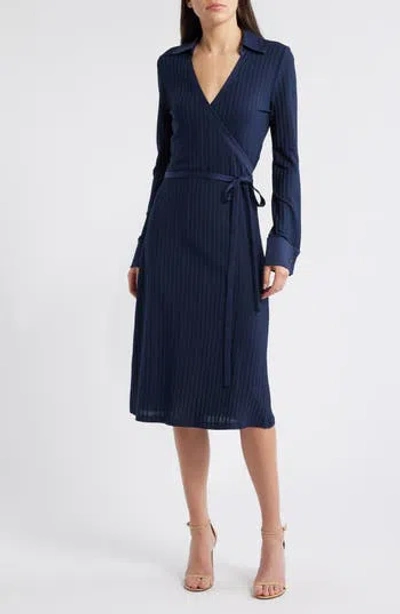 Hugo Boss Boss Ellarie Rib Long Sleeve Dress In Multi