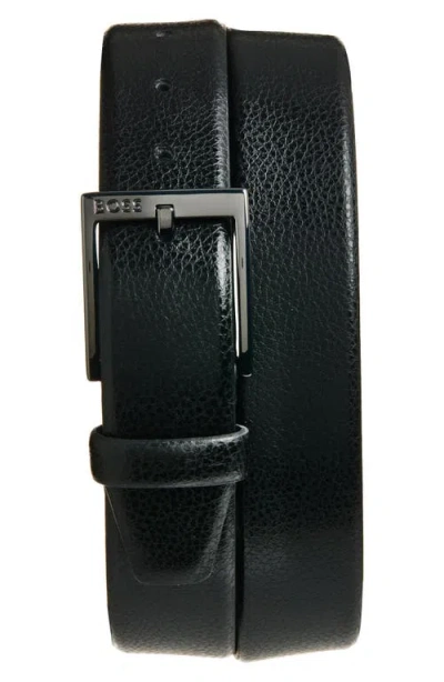 Hugo Boss Boss Elloy Leather Belt In Black