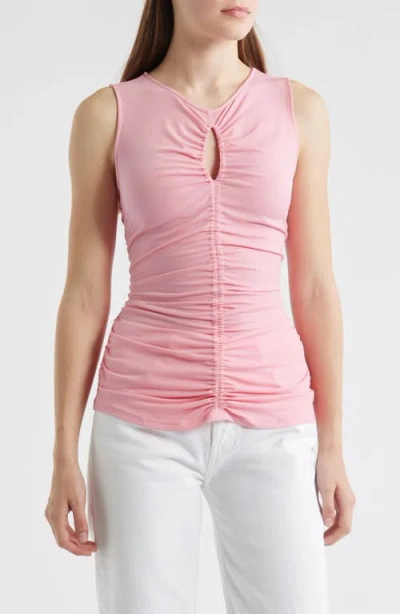 Hugo Boss Boss Emacha Ruched Sleeveless Tunic Top In Pink