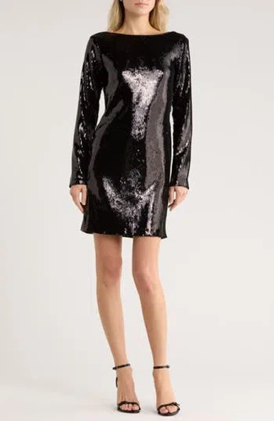 Hugo Boss Boss Emaxa Sequin Long Sleeve Minidress In Black