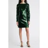 Hugo Boss Boss Emaxa Sequin Long Sleeve Minidress In Court Green