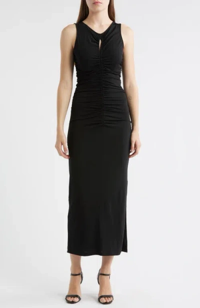Hugo Boss Boss Emberla Ruched Stretch Jersey Dress In Black