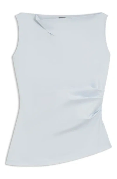 Hugo Boss Cowl-neck Asymmetric Top In Mercerized Cotton In Blue