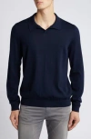 Hugo Boss Boss Enord Long Sleeve Wool Polo Sweater