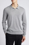 Hugo Boss Boss Enord Long Sleeve Wool Polo Sweater In Silver