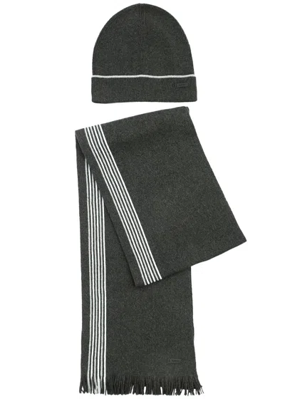 Hugo Boss Boss Enzo Beanie And Scarf Set In Grey
