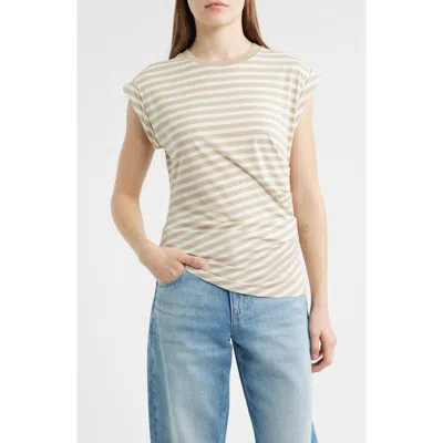 Hugo Boss Boss Epka Stripe Cotton Muscle T-shirt In Neutral