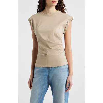 Hugo Boss Boss Epka Strong Shoulder Jersey Top In Neutral
