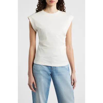 Hugo Boss Boss Epka Strong Shoulder Jersey Top In Soft Cream
