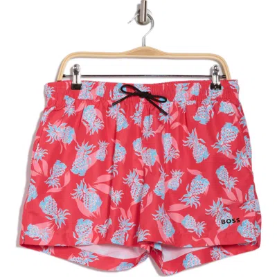 Hugo Boss Boss Ery Swim Trunks In Dark Pink