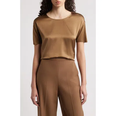 Hugo Boss Boss Esandy Mixed Media T-shirt In Brown
