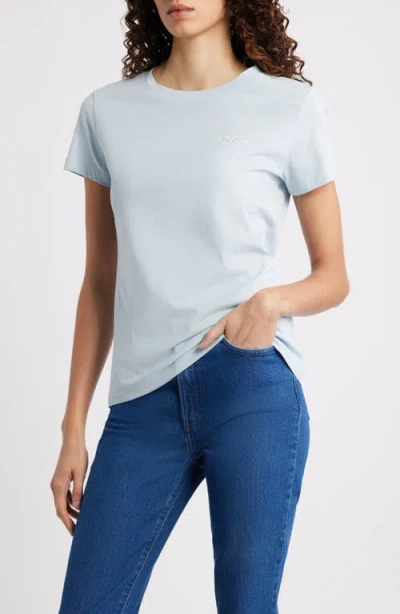 Hugo Boss Boss Esogo Crewneck Cotton T-shirt In Blue