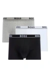 Hugo Boss Boss Essence 3-pack Stretch Cotton Boxer Trunks In Multi