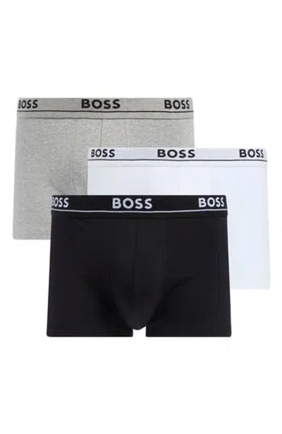 Hugo Boss Boss Essence 3-pack Stretch Cotton Boxer Trunks In Multi