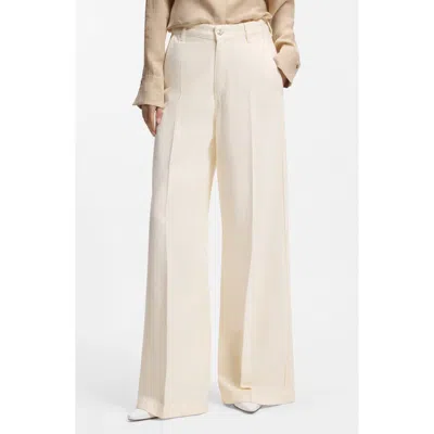 Hugo Boss Boss Essential High Waist Wide Leg Jeans In White