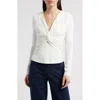 Hugo Boss Boss Eulori Twist Front Long Sleeve Top In Soft Cream