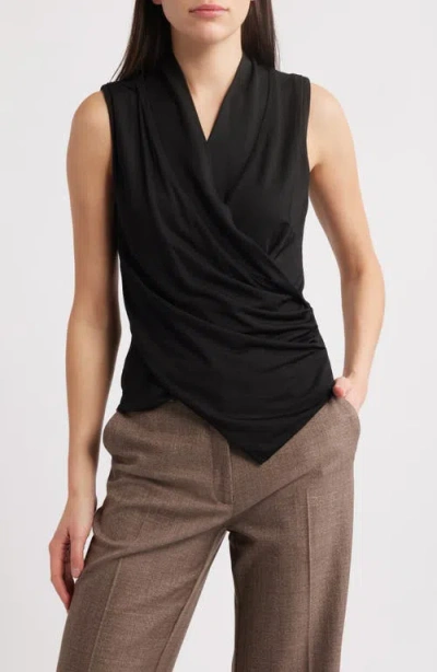 HUGO BOSS BOSS EUNA SLEEVELESS FAUX WRAP TOP
