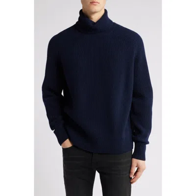 Hugo Boss Boss Evento Recycled Wool Turtleneck Sweater In Dark Blue