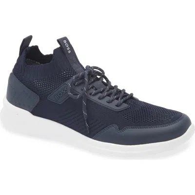Hugo Boss Boss Extreme Knit Sneaker In Blue