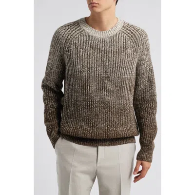 Hugo Boss Boss Man Sweater Brown Size Xl Recycled Polyamide, Viscose, Recycled Wool, Wool, Cashmere In White/brown Multi