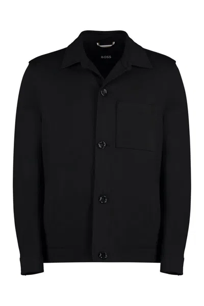 Hugo Boss Boss Fabric Overshirt In Black