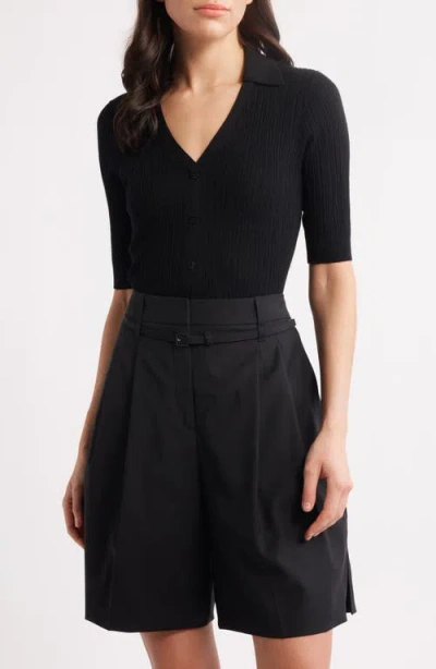 Hugo Boss Boss Fabyni Rib Polo Jumper In Black
