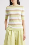 Hugo Boss Boss Facuba Stripe Cotton Blend Sweater In Green