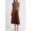 Hugo Boss Boss Faddrid Sweater Dress With Plissé Skirt In Teak