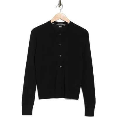 Hugo Boss Boss Fadenasi Virgin Wool Cardigan Sweater In Black