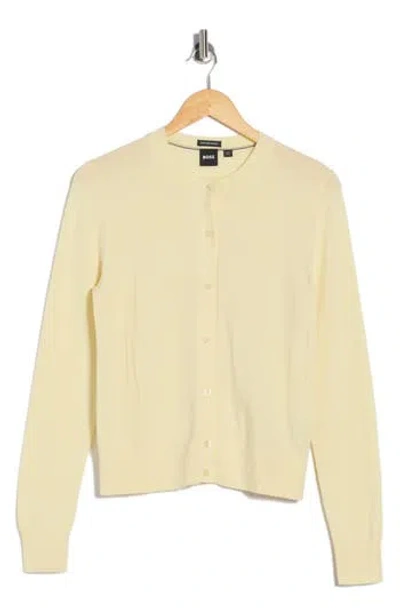 Hugo Boss Boss Fadenasi Virgin Wool Cardigan In Yellow