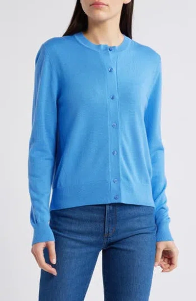 Hugo Boss Boss Fadenasi Wool Cardigan Sweater In Cornflower