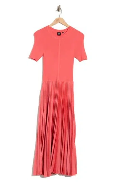 Hugo Boss Boss Fadridi Short Sleeve Pleated Maxi Dress