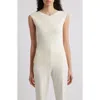Hugo Boss Boss Faitini Rib Sleeveless Top In Soft Cream