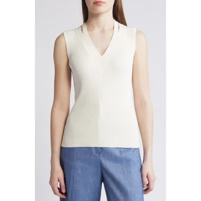 Hugo Boss Boss Fality Cutout Sleeveless Sweater In Soft Cream