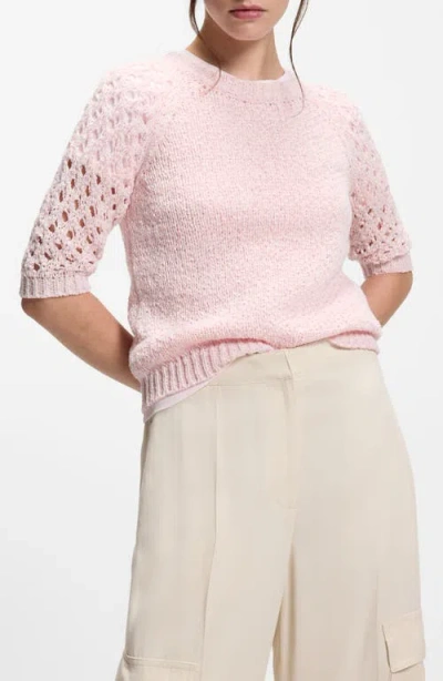 Hugo Boss Boss Fanuka Openwork Detail Sweater In Pink