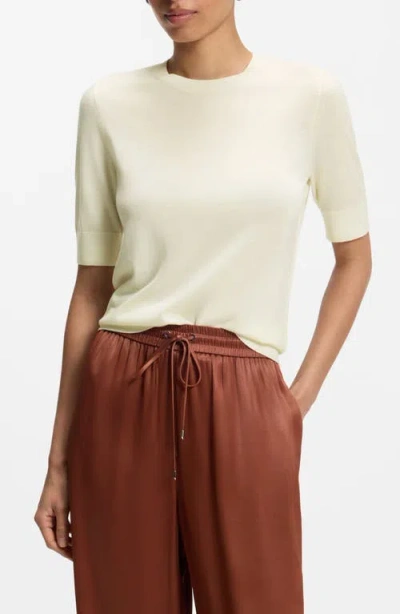 Hugo Boss Boss Farbella Merino Wool Short Sleeve Sweater In Yellow