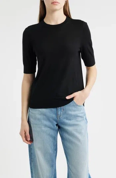 Hugo Boss Boss Farbella Short Sleeve Virgin Wool Sweater In Multi