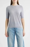 Hugo Boss Boss Farbella Short Sleeve Virgin Wool Sweater In Gray
