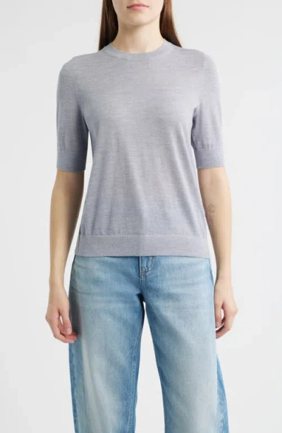 Hugo Boss Boss Farbella Short Sleeve Virgin Wool Sweater In Gray