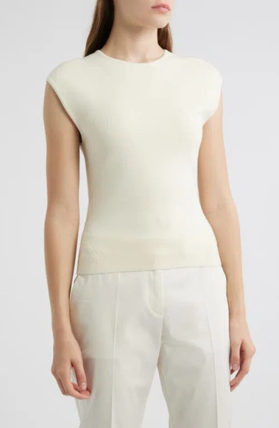 Hugo Boss Boss Farmera Zip Back Knit Top In Neutral